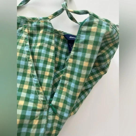 Abercrombie Kids Girls Plaid Skort Size 16 Y2K Preppy Gingham Green Yellow - Picture 5 of 7